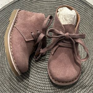 Children's Lace-Up Suede Boots - Mauve